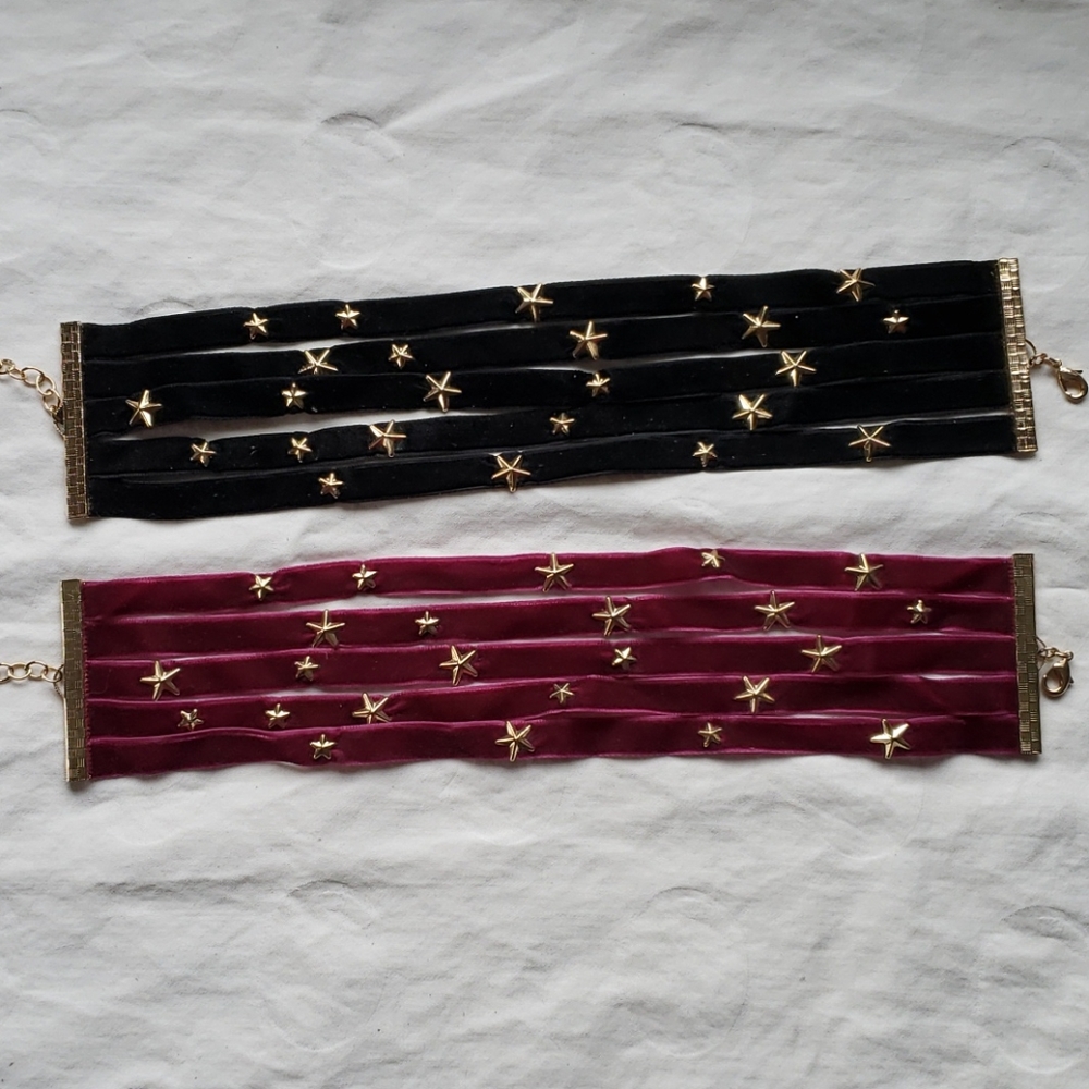 Black &/or burgundy velvet choker